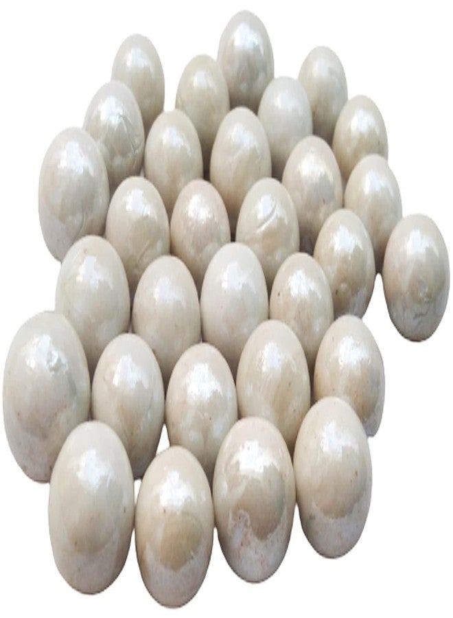 LUCKYMORDEN 100 PCS White Colour 10-15 MM Glass Playing Balls Kanche Goli Traditional Indian Game Glass Stones Aquarium Fillers Gel Candle Fillers - Image 1